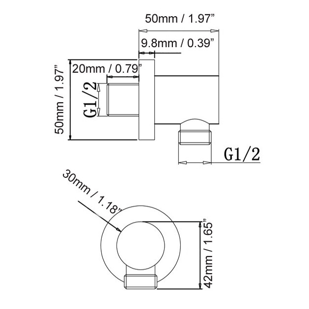 Minimalist Solid Brass Wall Mounted Round Water Supply Elbow for Hand Shower in Brushed Nickel window image