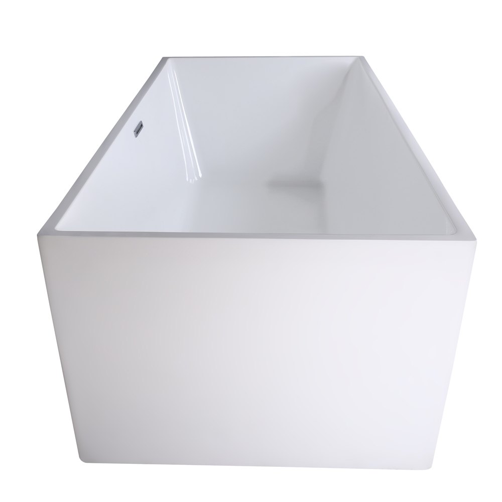 Baignoire autoportante rectangulaire en acrylique blanc 1700 mm avec trop-plein linéaire chromé image de fenêtre