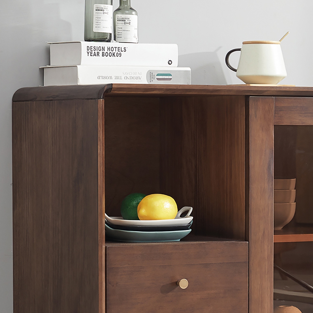 Cottage Walnut 2-Door Sideboard Buffet 956mm Sideboard Cabinet with Drawer & Door window image