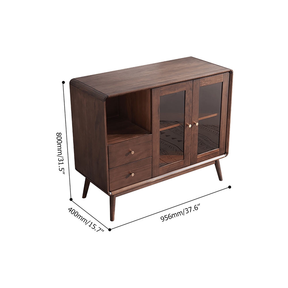 Cottage Walnut 2-Door Sideboard Buffet 956mm Sideboard Cabinet with Drawer & Door window image