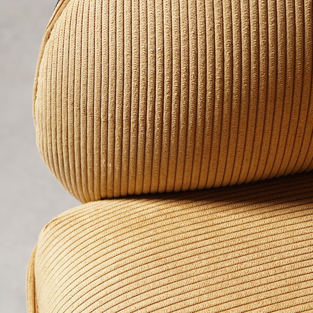 Yellow Upholstered Corduroy Accent Chair Modern Arm Chair Metal in Black window image