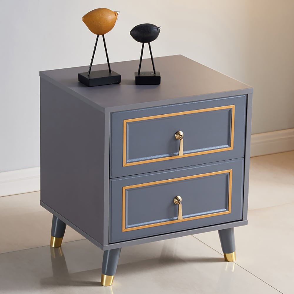 Modern Blue Nightstand with Storage Drawer Bedroom Bedside Table window image