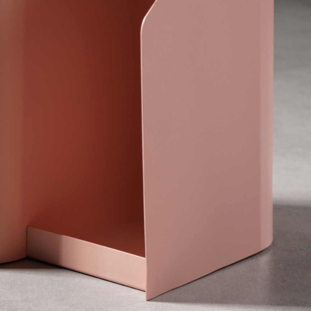 Pink Metal End Table Round Side Table with Storage window image