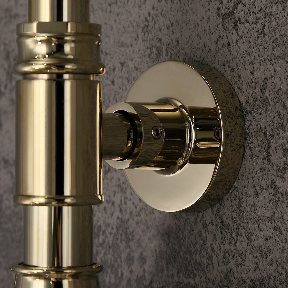 Pommeau de douche à effet pluie et mitigeur de douche à main rond et poignée croisée en laiton massif doré image de fenêtre