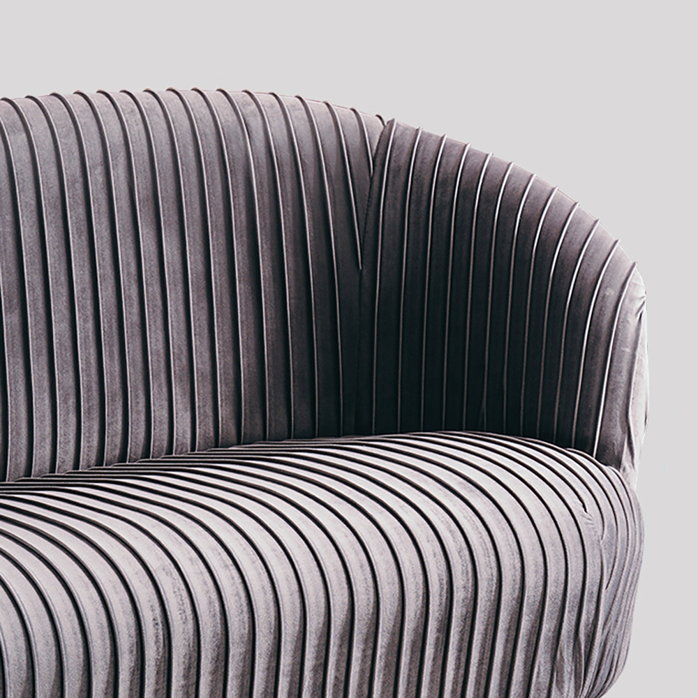 Gray Velvet Accent Chair Upholstered Arm Chair with Metal Legs in Gold window image