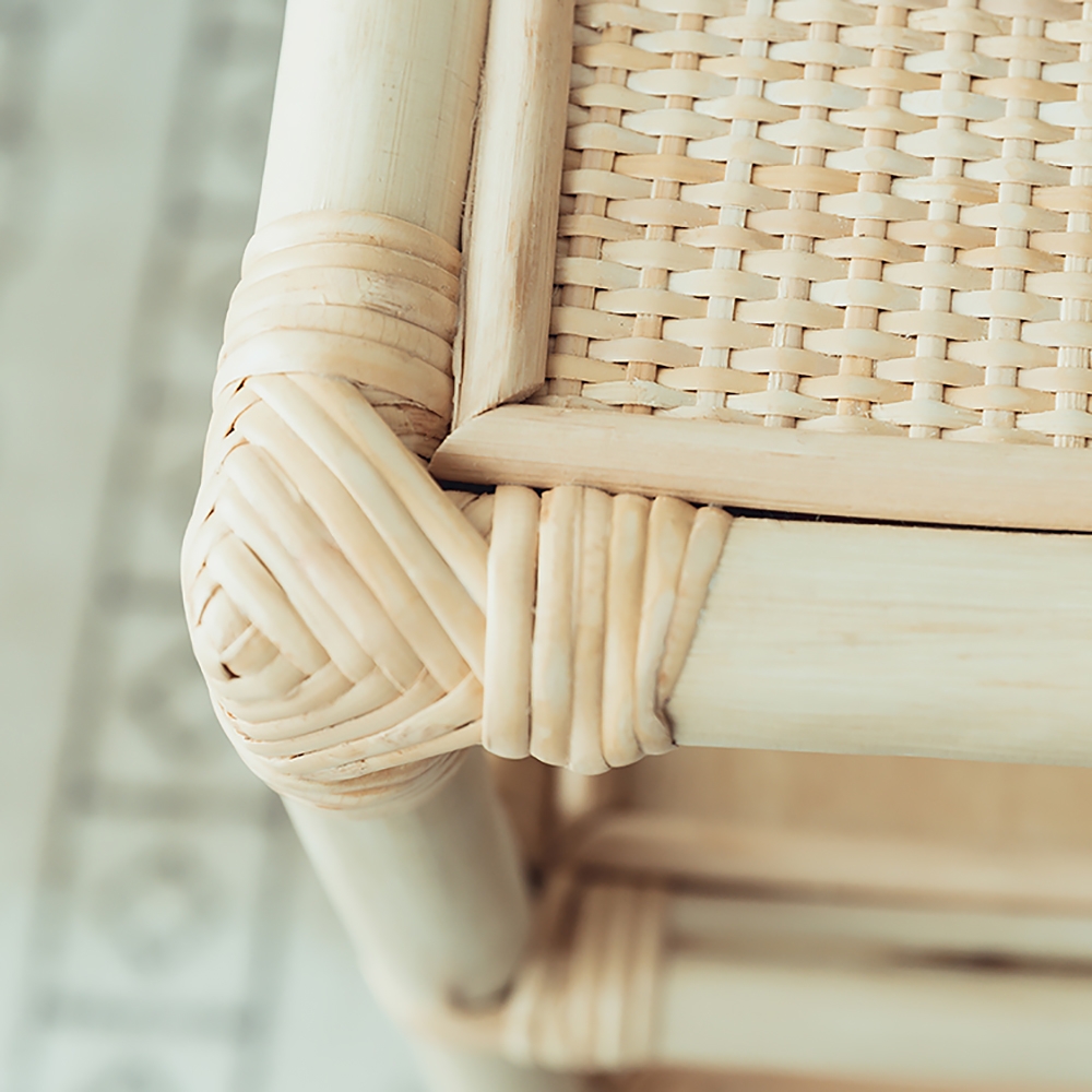 Farmhouse Woven Nightstand Rattan  Loop Nightstand Bedside Table in Natural window image