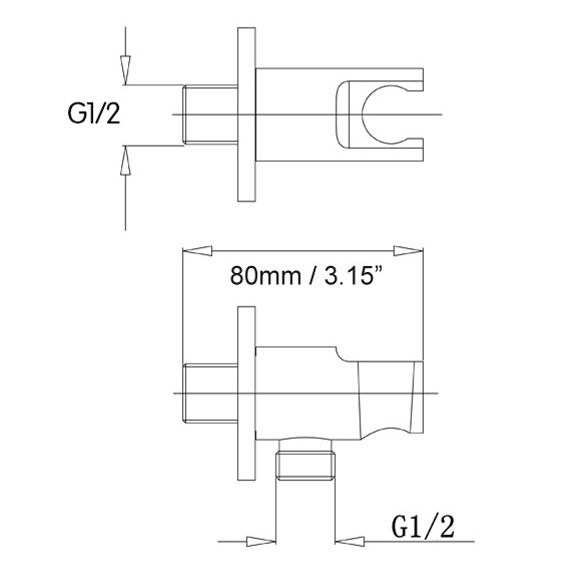 Modern Design Wall Mount Polished Chrome Solid Brass Round Hand Shower Supply Elbow with Holder window image