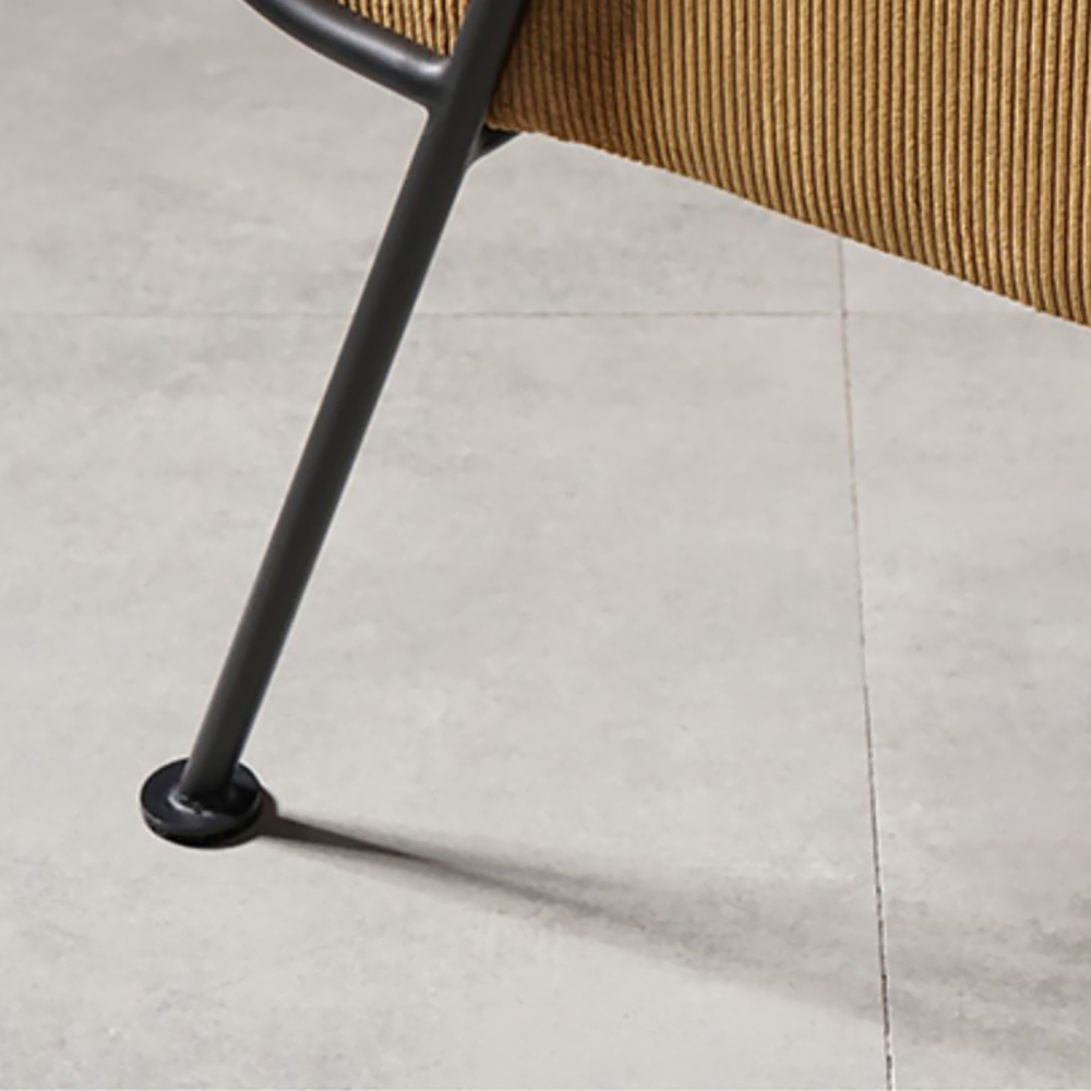 Yellow Upholstered Corduroy Accent Chair Modern Arm Chair Metal in Black window image