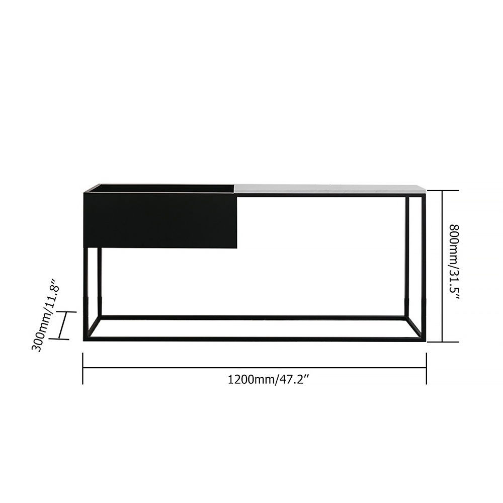 Modern White&Black Faux Marble Narrow Console Table Rectangle with Storage window image