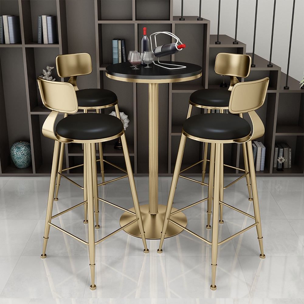 39.8" Modern Black Bar Stool Set of 2 with Backs and Footrests Counter Height Stools window image