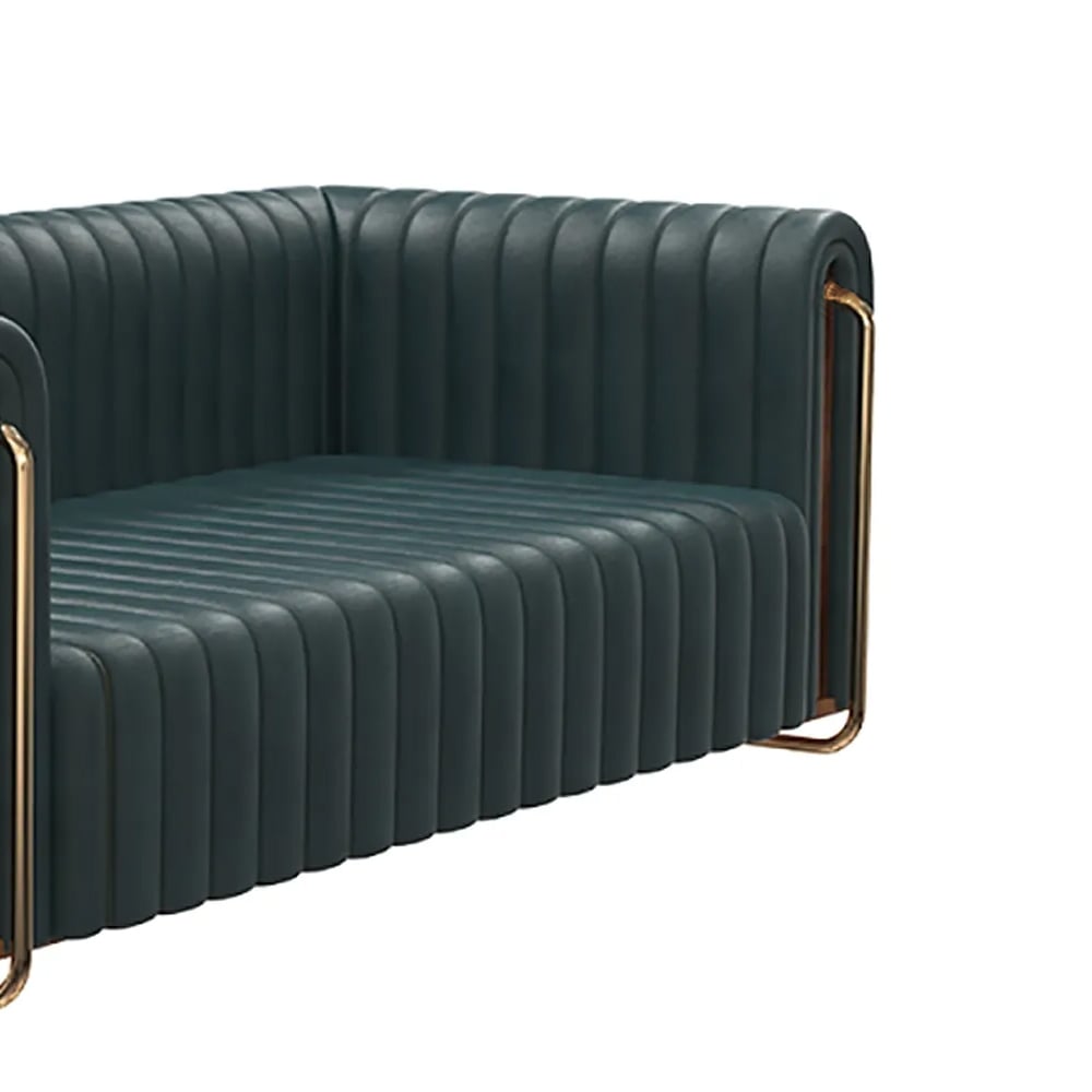 2000mm Retro Green Sofa Leath-Aire Upholstered Sofa 3-Seater Sofa Luxury Sofa window image