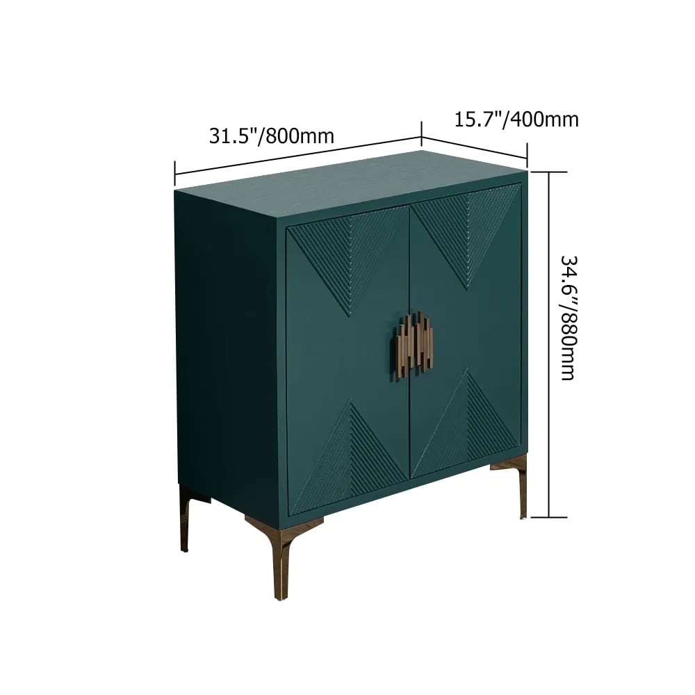 Wovuna 31" Green Shoe Cabinet Rectangle Shoe Storage with Doors and Shelves Gold Finish window image