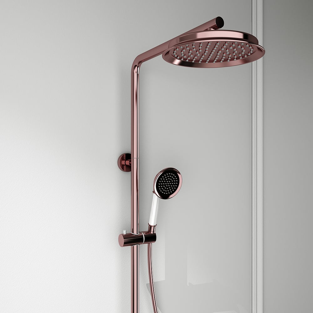 Colonne de Douche à Effet Pluie Classique avec Douchette Or Rose image de fenêtre