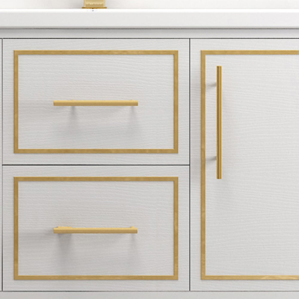 Tocador de baño flotante blanco moderno de 1010mm Lavabo de cerámica integral con cajones de puertas Imagen de ventana