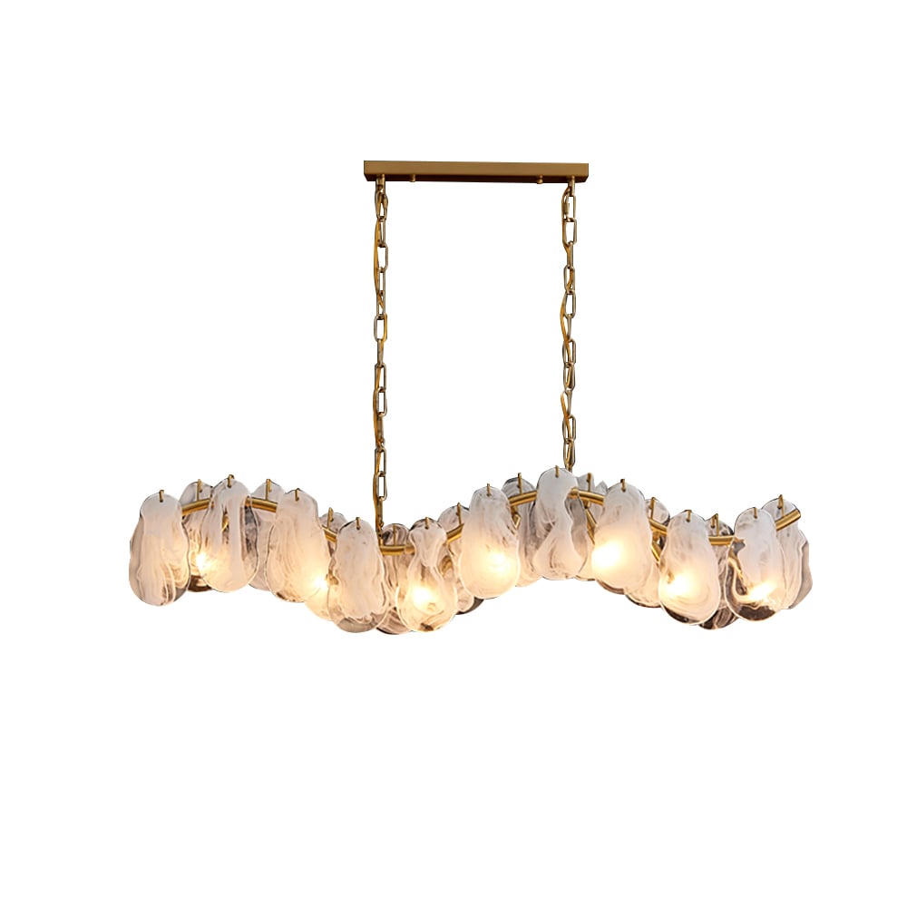 Postmodern 7-Light Cloud Glass Island Light Pendant Light with Wave-shaped Frame window image
