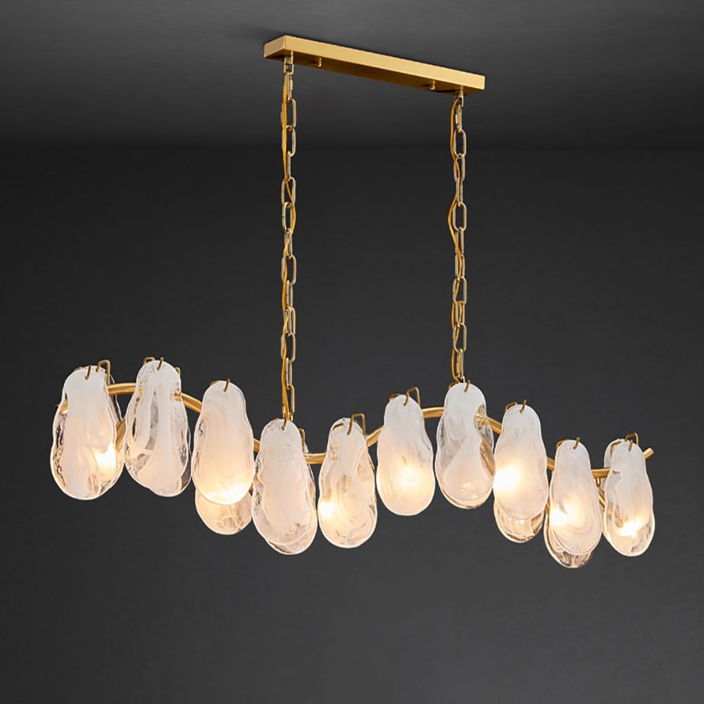 Postmodern 7-Light Cloud Glass Island Light Pendant Light with Wave-shaped Frame window image