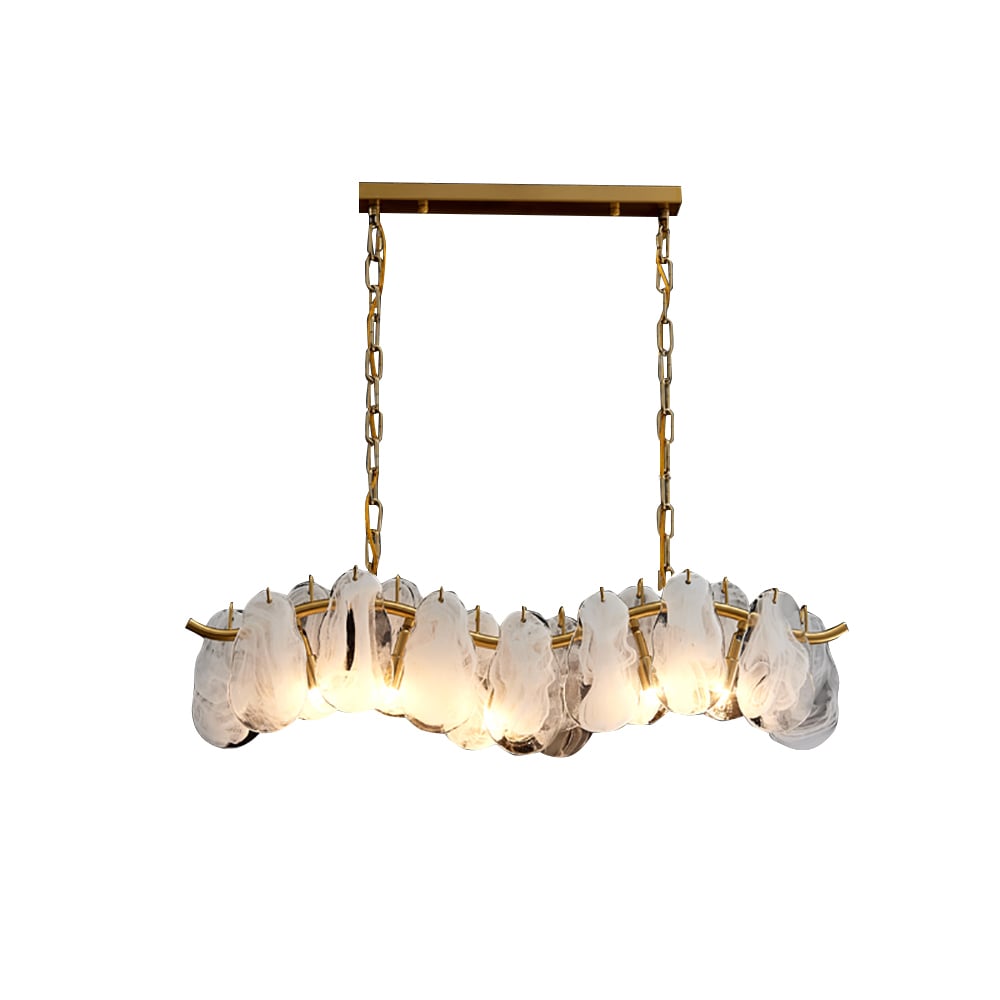 Postmodern 5-Light Cloud Glass Island Light Pendant Light with Wave-shaped Frame window image