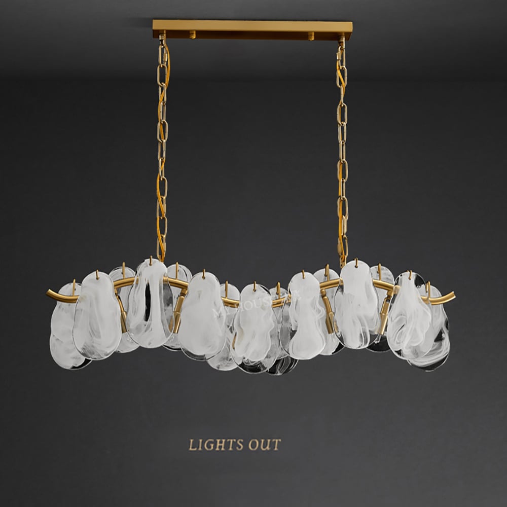 Postmodern 5-Light Cloud Glass Island Light Pendant Light with Wave-shaped Frame window image