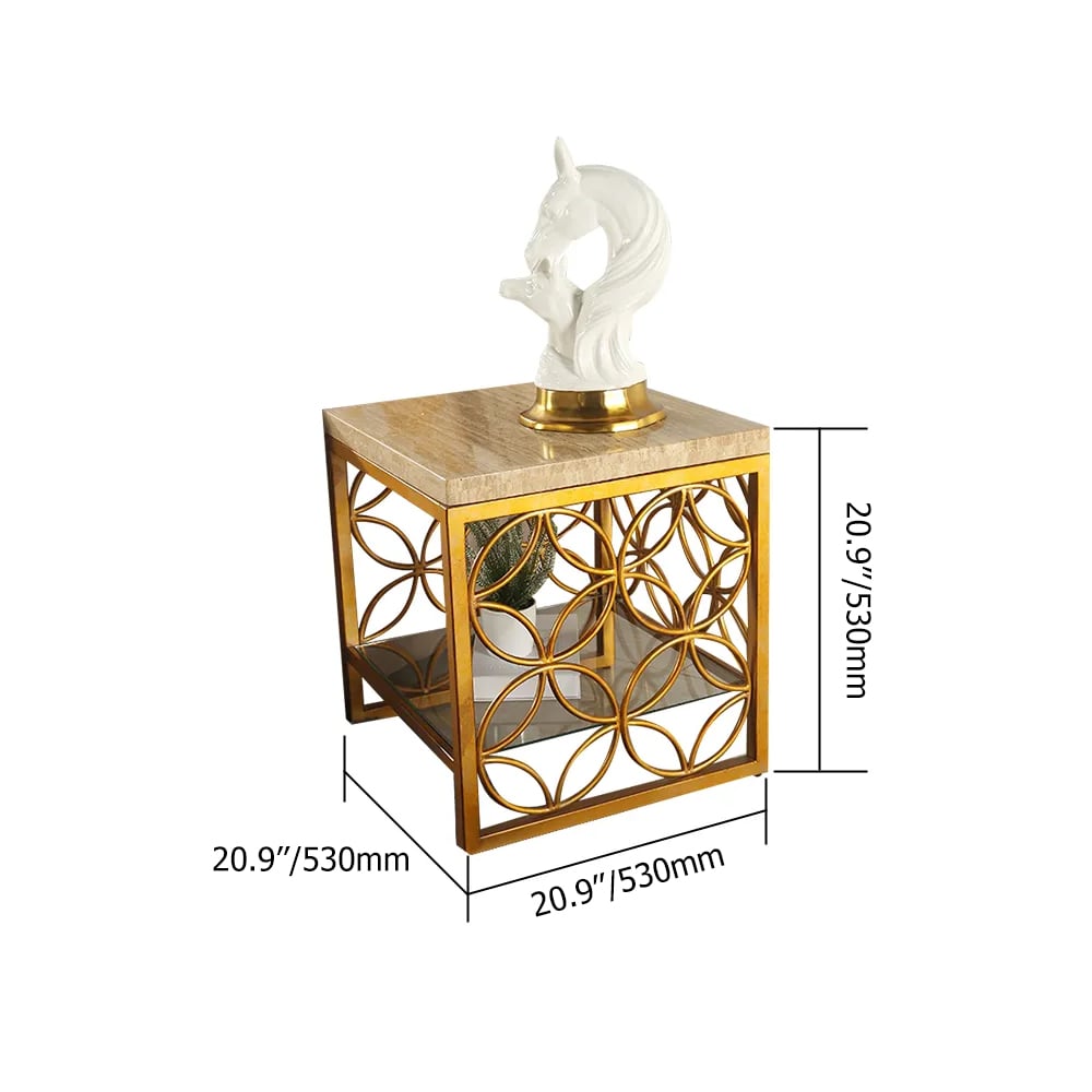 Modern Gold End Table with Marble Top & Metal Frame Side Table window image
