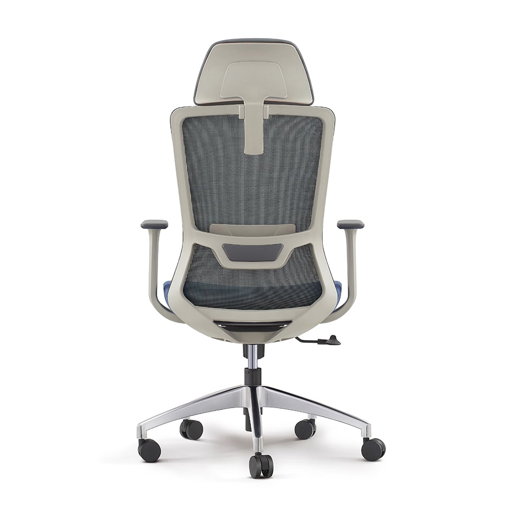 Modern Blue Mesh Office Chair with Swivel & Adjustable Height Back window image