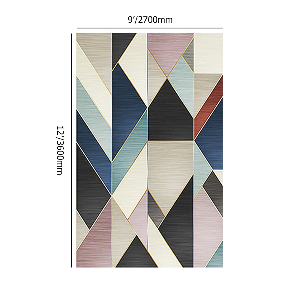 9'×12' Modern Abstract Gradient Geometric Multi-coloured Rectangle Area Rug weights dimensions image