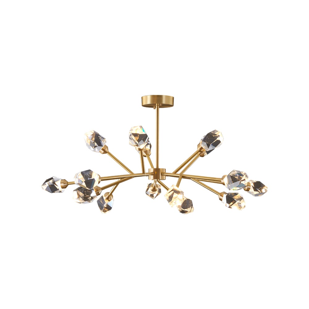 Modern Brass Sputnik Crystal Chandelier 15-Light for Living Room & Dining Room window image
