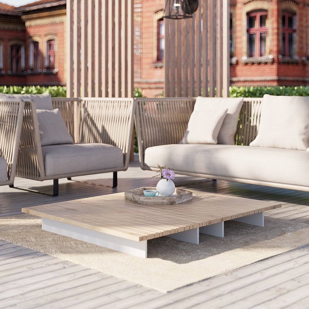 Rectangle Teak Wood Outdoor Coffee Table Patio Table window image