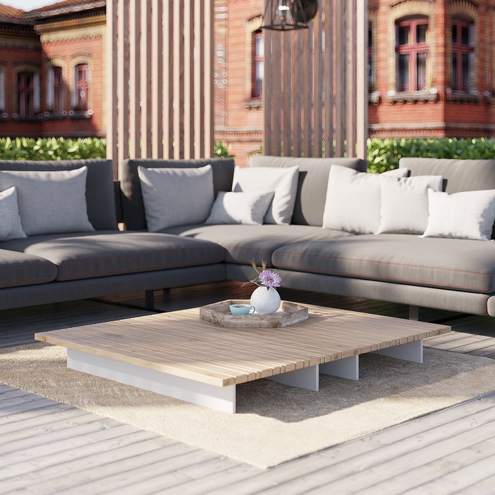 Rectangle Teak Wood Outdoor Coffee Table Patio Table window image