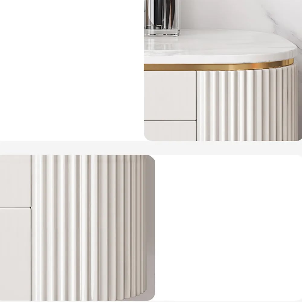 Modern 2-Drawer White Makeup Vanity Table Mirror Included window image