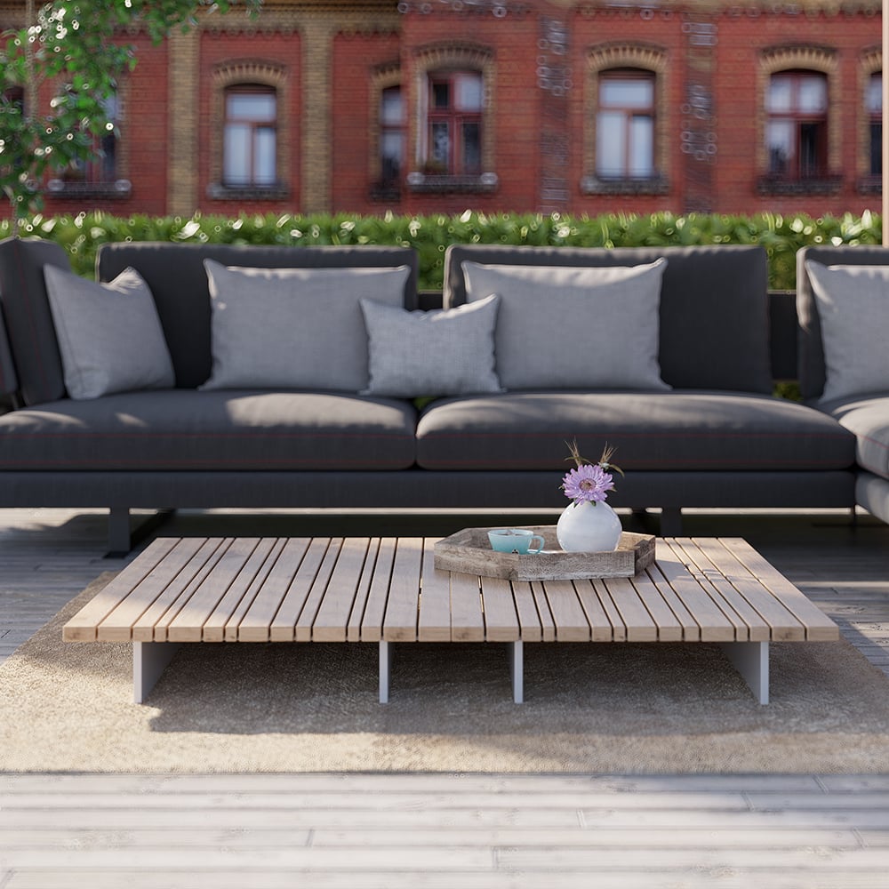 Rectangle Teak Wood Outdoor Coffee Table Patio Table window image