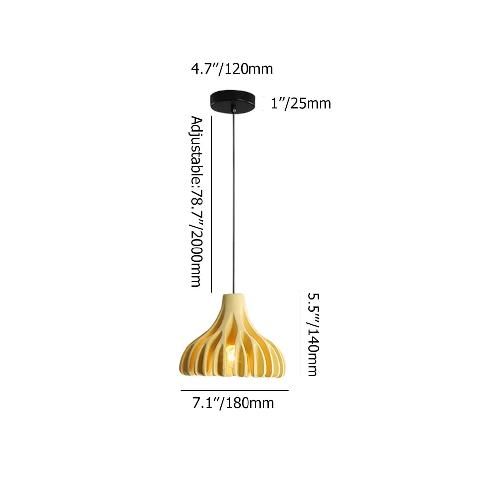 Modern Yellow Single Light Pendant Light Hollow-out Flower Shade weights dimensions image