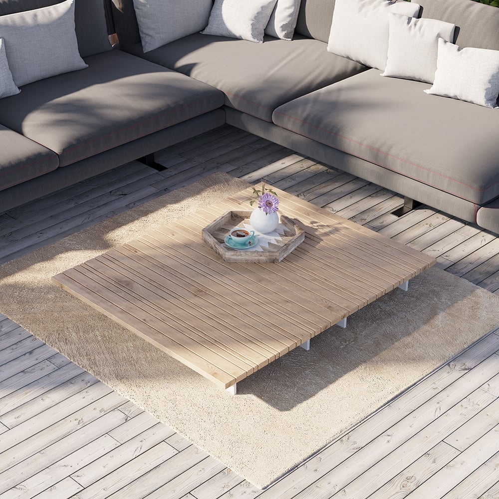 Rectangle Teak Wood Outdoor Coffee Table Patio Table window image