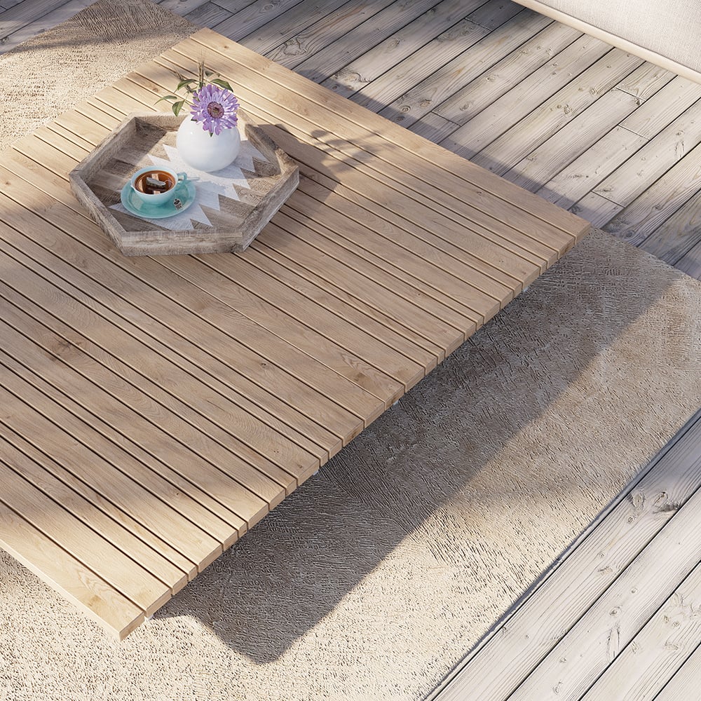 Rectangle Teak Wood Outdoor Coffee Table Patio Table window image