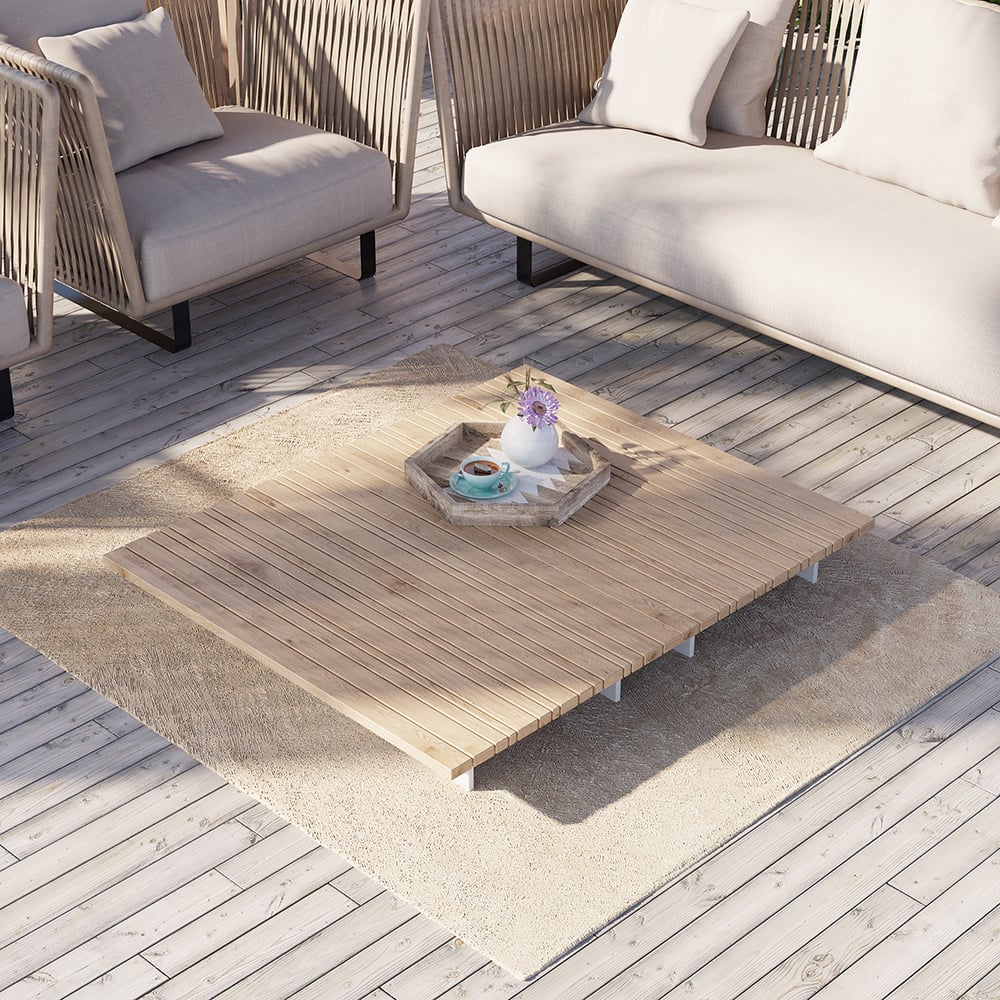 Rectangle Teak Wood Outdoor Coffee Table Patio Table window image