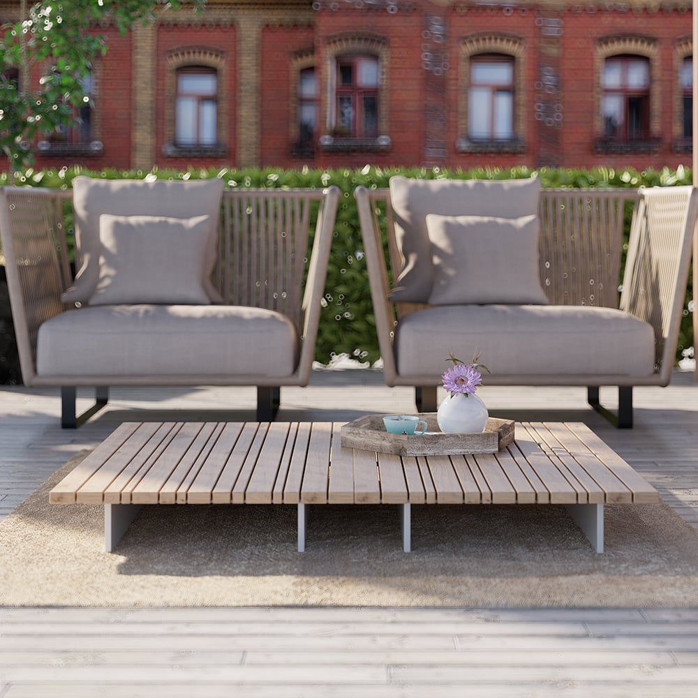 Rectangle Teak Wood Outdoor Coffee Table Patio Table window image