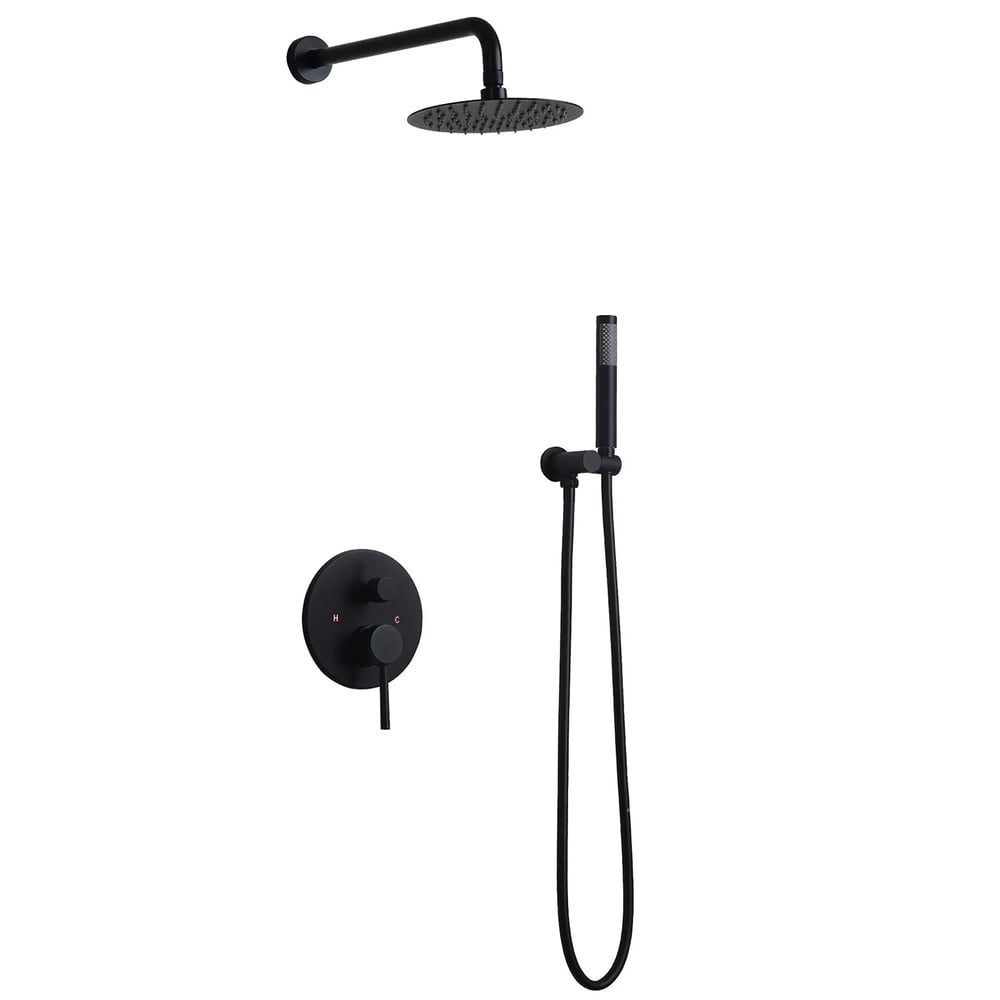 Kurpot Shower System, Matte Black Shower Faucet Set, 12 Inch