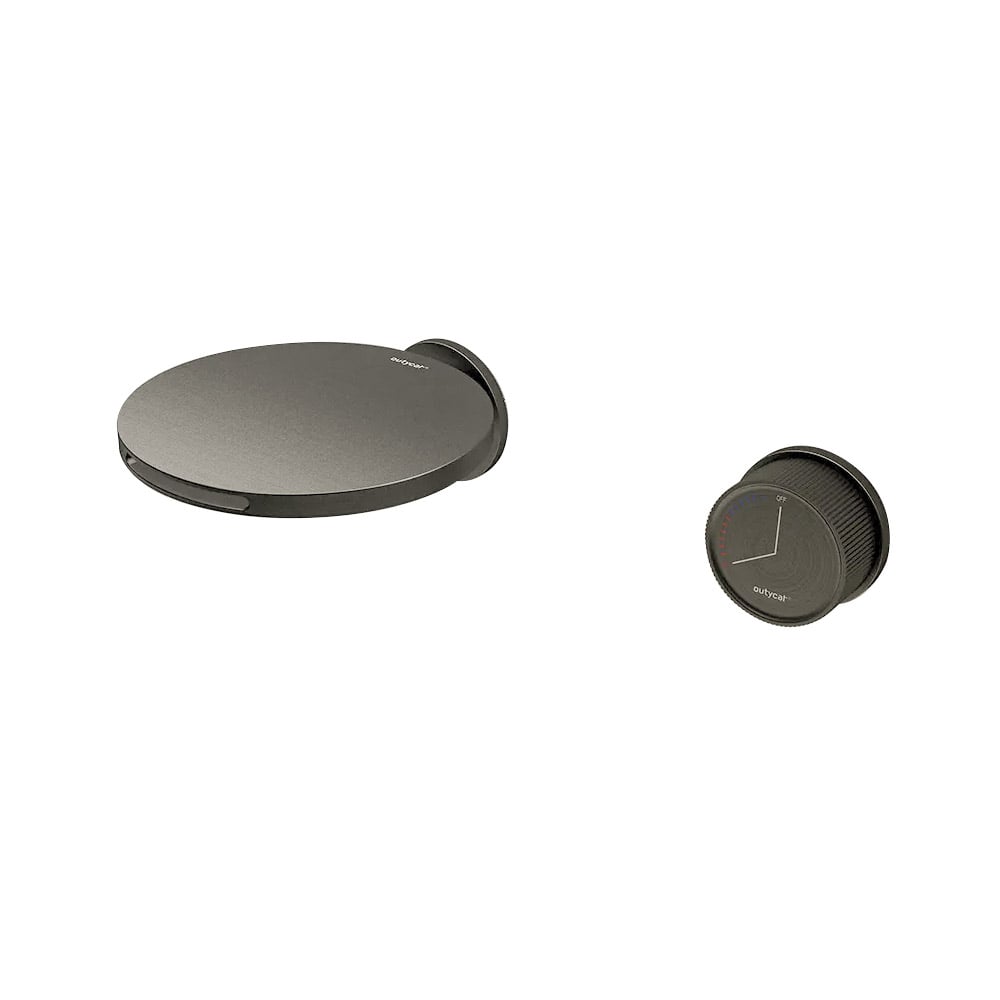 Roundie Wall-Mount Waterfall Spout 2-Hole Bathroom Basin Tap Solid Brass Gunmetal Grey window image