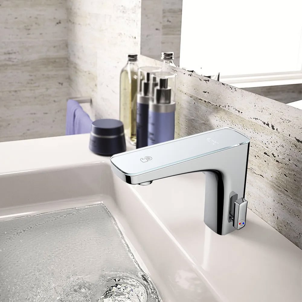 Single Hole Electronic Bathroom Sink Faucet with Water Temperature Display window image