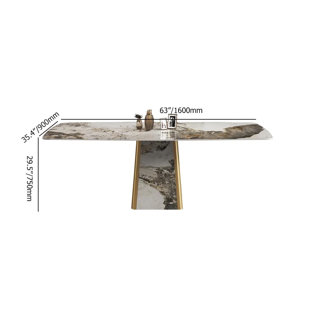 63" Rectangle Contemporary Sintered Stone Dining Table for 6 Seaters｜Homary