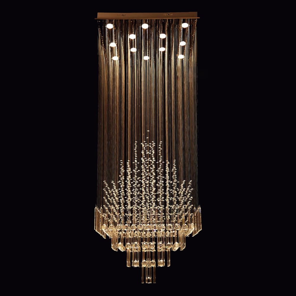 Spectacular 12-Light Square Clear Crystal Flush Mount Ceiling Light in Chrome window image