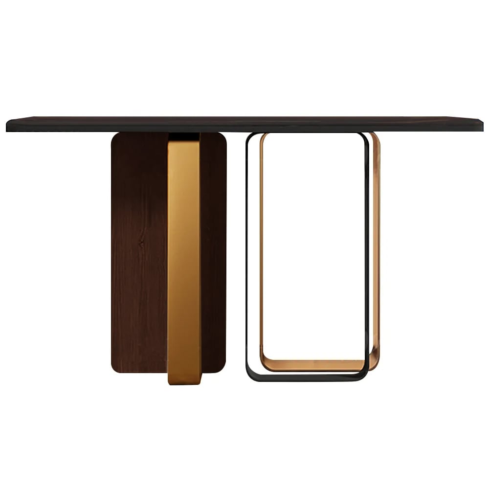 1400mm Narrow Console Table with Marble Tabletop & Metal Frame in Black window image