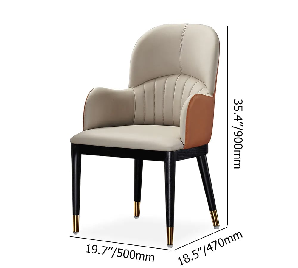 Gray Dining Chair Faux Leather Full Back Upholstered Arm Dining Chair (Set of 2) weights dimensions image