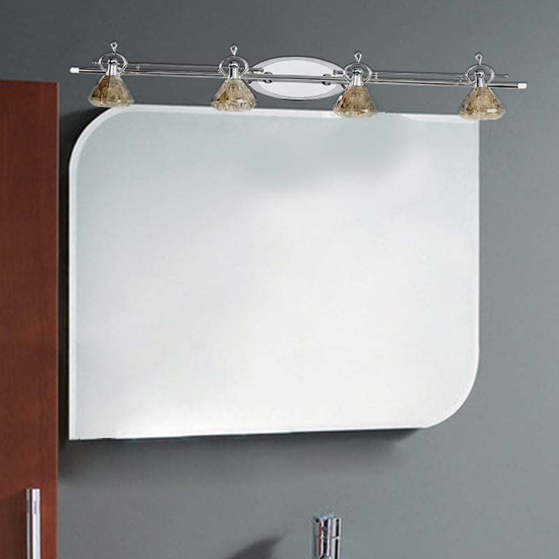 Onifer 4-Light Golden Clear Crystal Bath Vanity Light in Silver window image