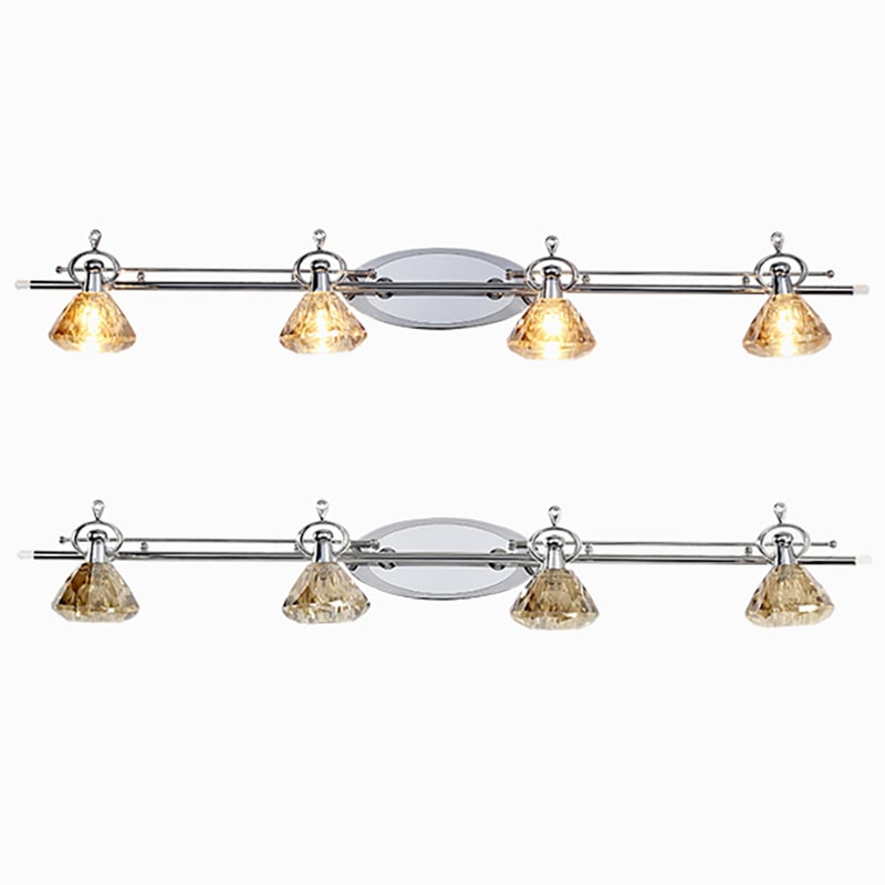 Onifer 4-Light Golden Clear Crystal Bath Vanity Light in Silver window image