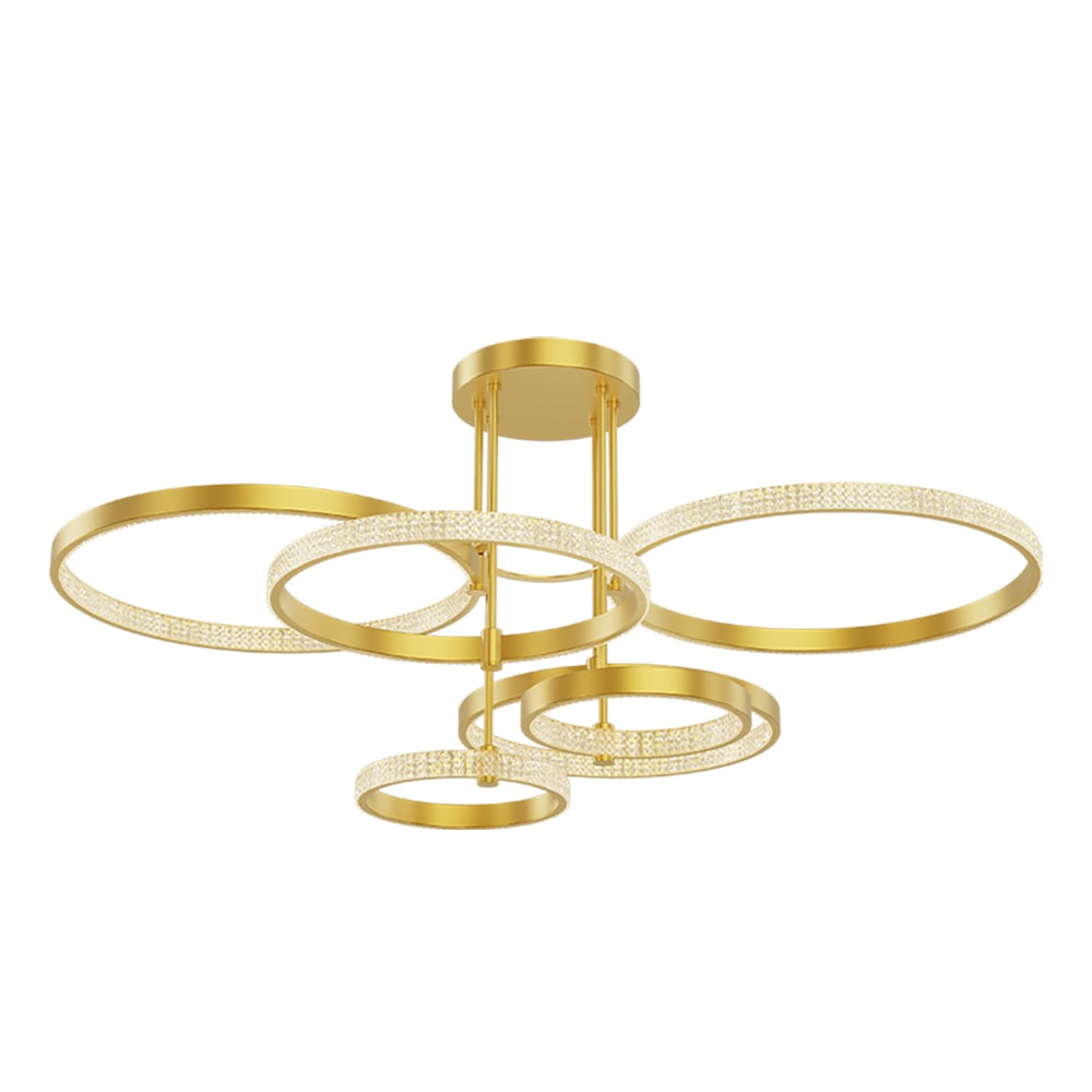 Modern Semi Flush Mount LED Light in Gold 6-Light Warm White window image