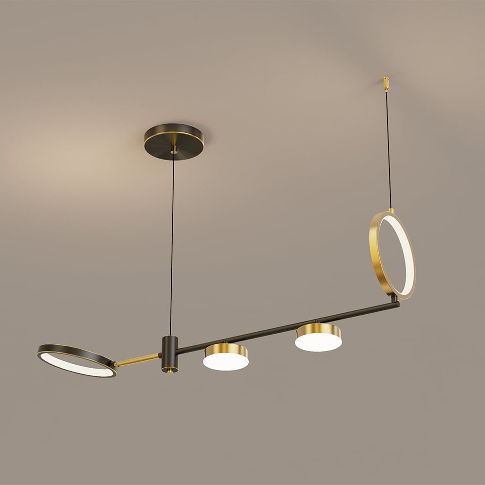 Modern Linear Kitchen Island Light Black & Gold with Rotating LED Light window image