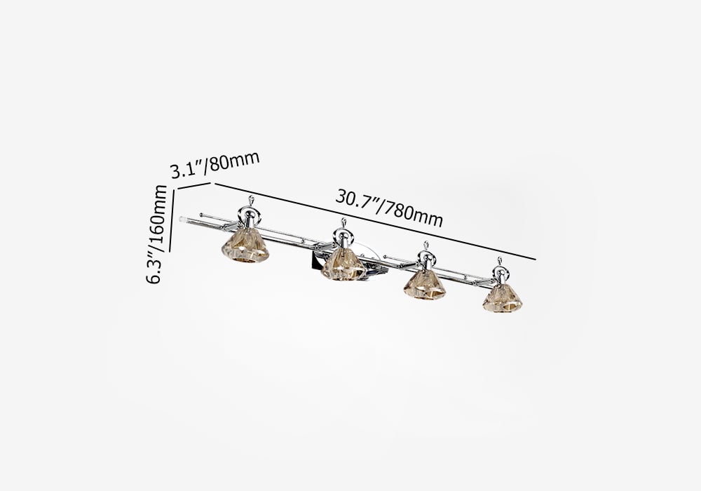 Onifer 4-Light Golden Clear Crystal Bath Vanity Light in Silver weights dimensions image