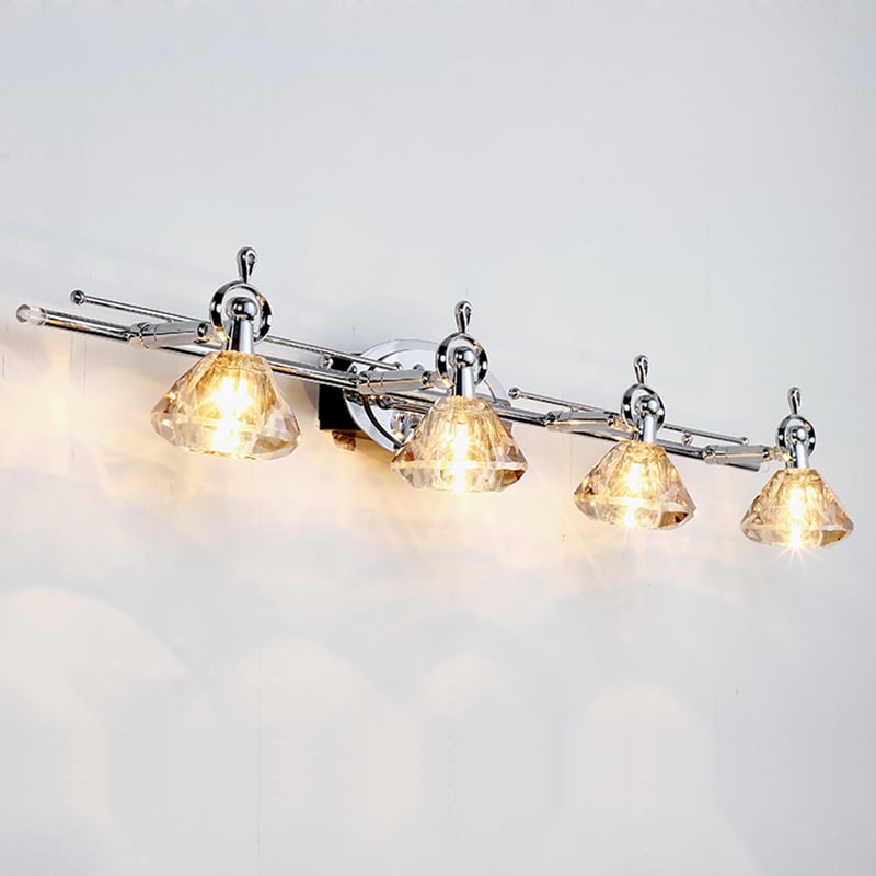 Onifer 4-Light Golden Clear Crystal Bath Vanity Light in Silver window image