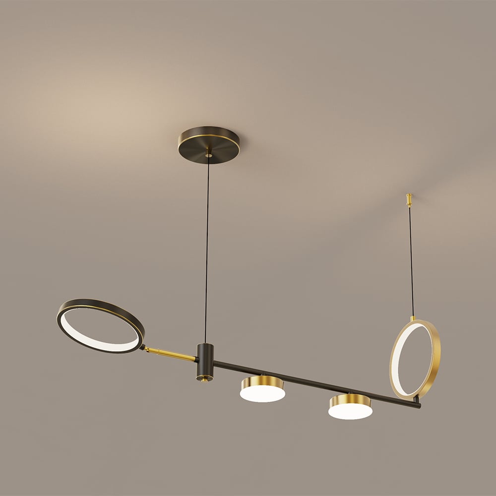 Modern Linear Kitchen Island Light Black & Gold with Rotating LED Light window image