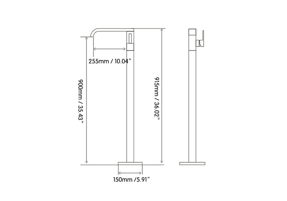 Dree Single Lever Tub Filler Spout Faucet in Brushed Nickel weights dimensions image